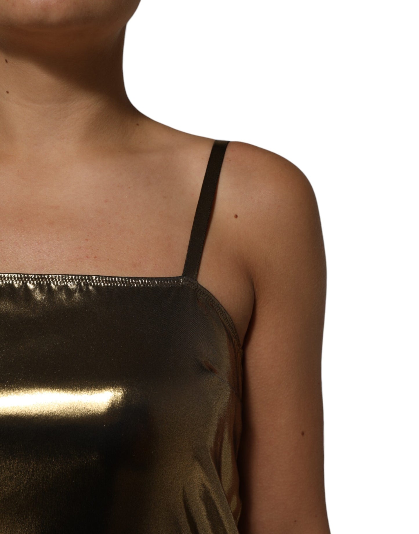 Dolce & Gabbana – Ärmelloses Minikleid in A-Linie in Metallic-Gold
