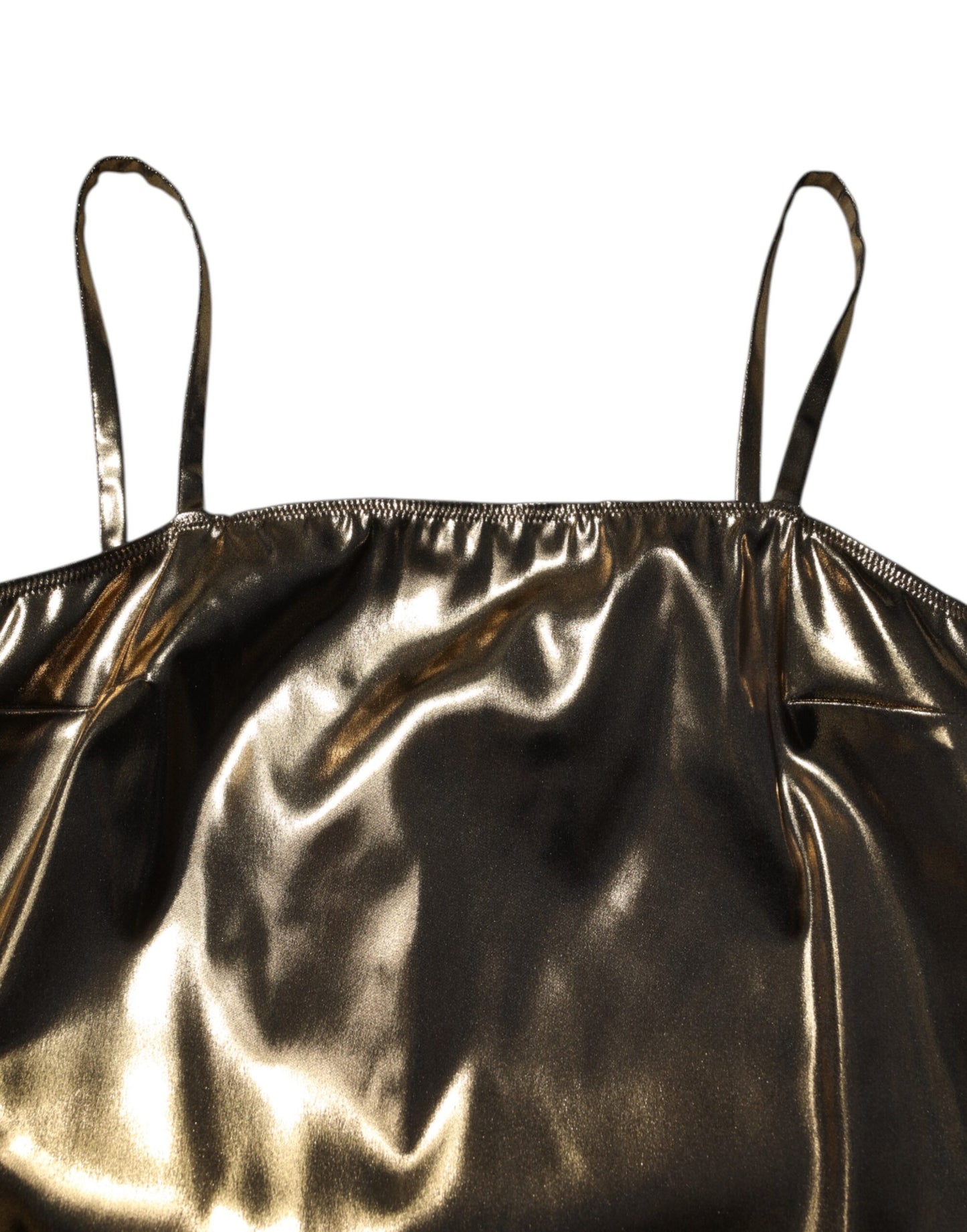 Dolce & Gabbana – Ärmelloses Minikleid in A-Linie in Metallic-Gold