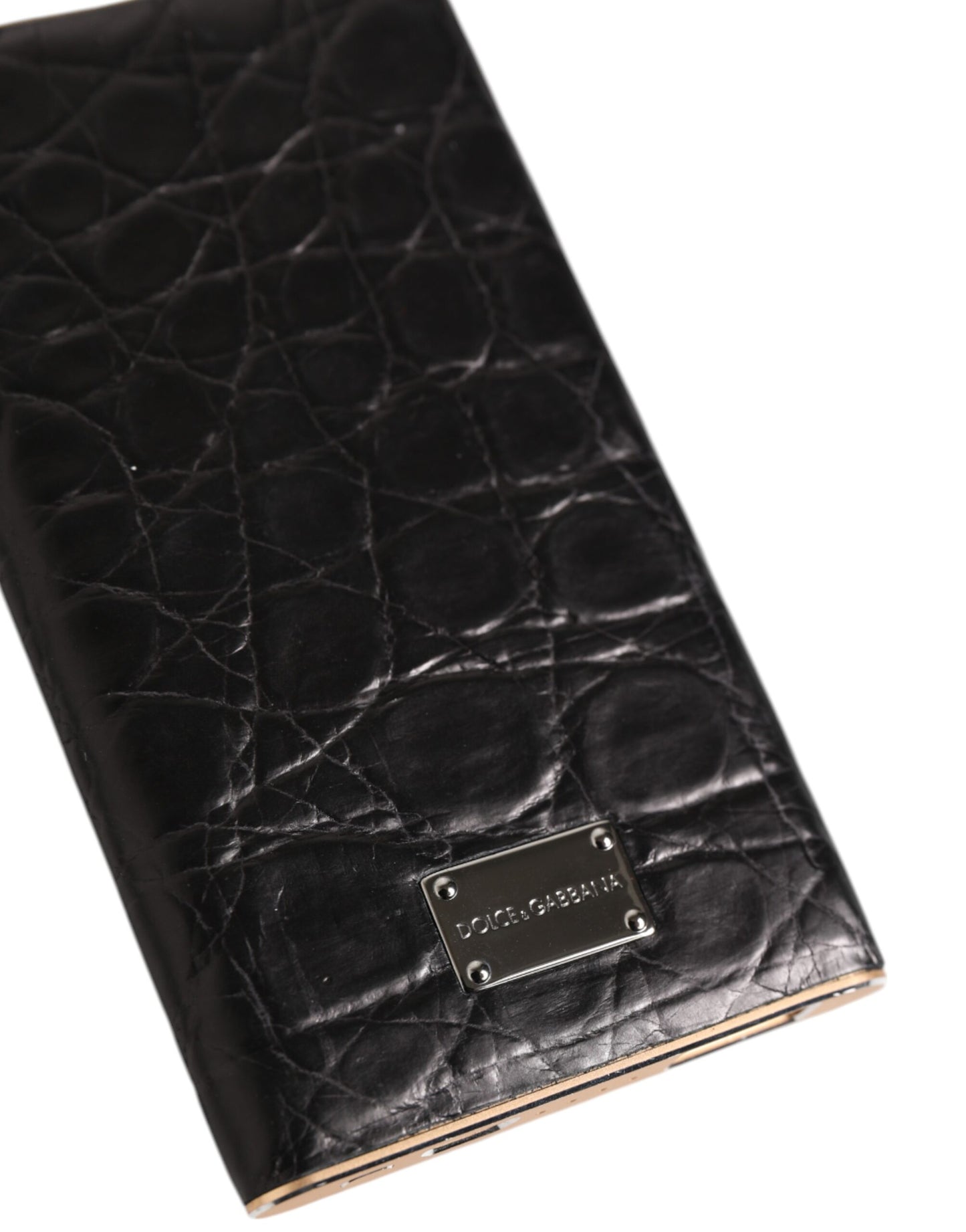 Dolce & Gabbana Schwarzes Leder Exotic Skin 3000mAh Power Bank Ladegerät USB