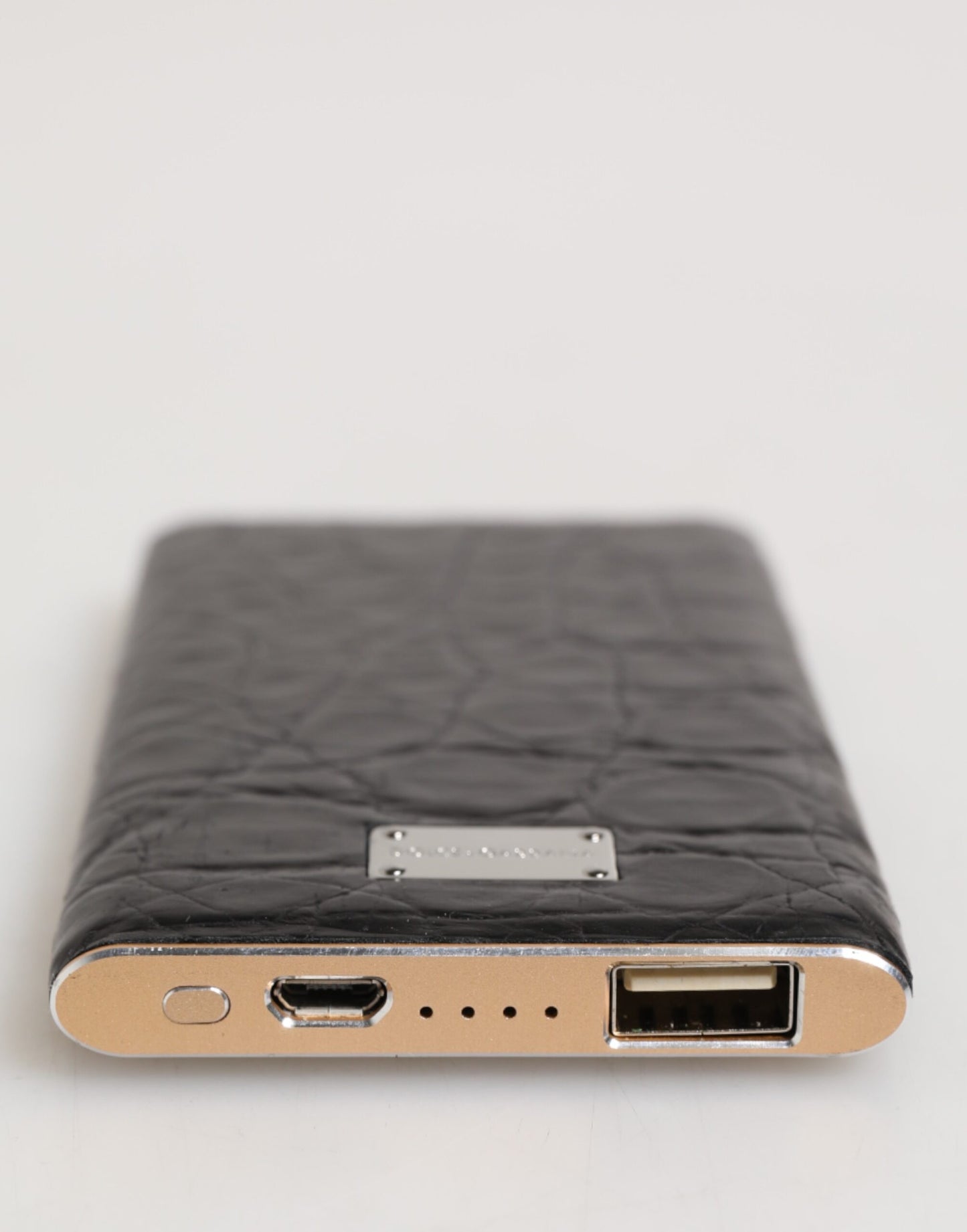 Dolce & Gabbana Schwarzes Leder Exotic Skin 3000mAh Power Bank Ladegerät USB