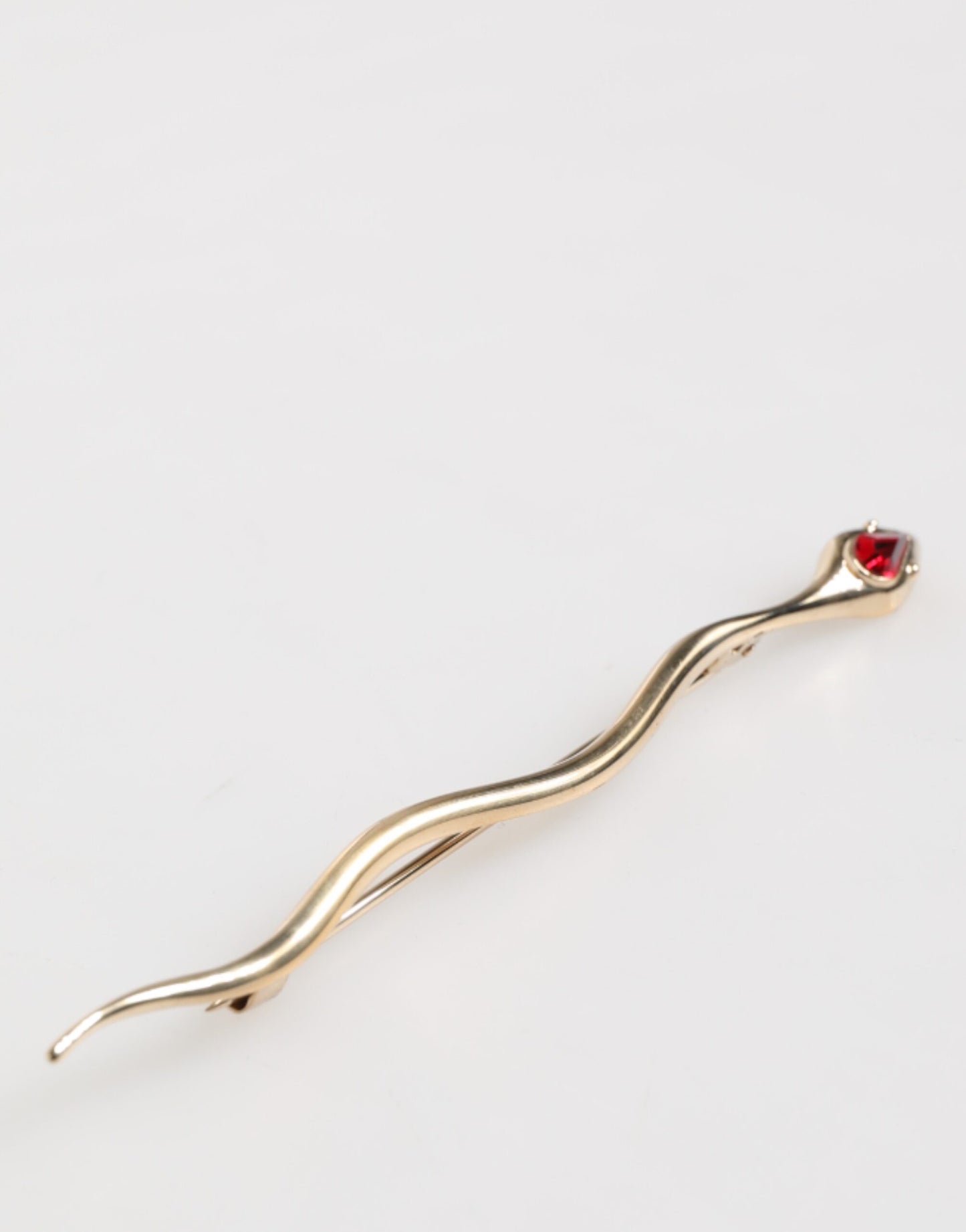Dolce & Gabbana Gold Messing Rot Kristall Spilla Serpente Herren Brosche Pin