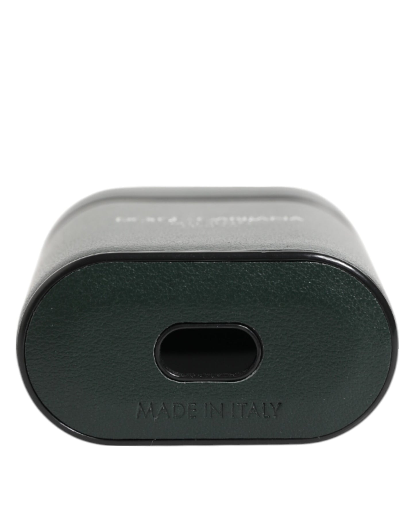 Dolce & Gabbana – Flip-Halter für Herren-Airpods-Hülle aus schwarzem Leder mit Logo-Print