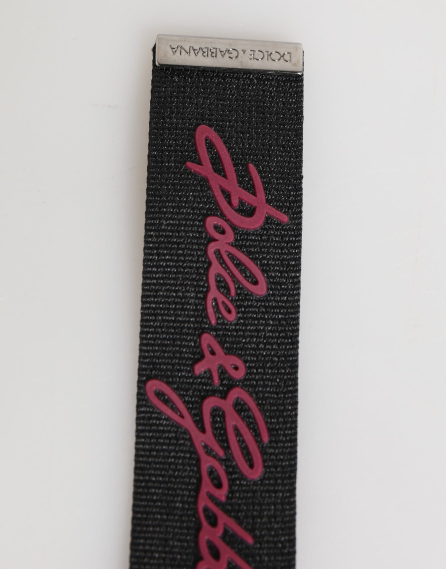 Dolce & Gabbana Schwarz Rot Polyester DG Logo Silber Männer Schlüsselanhänger