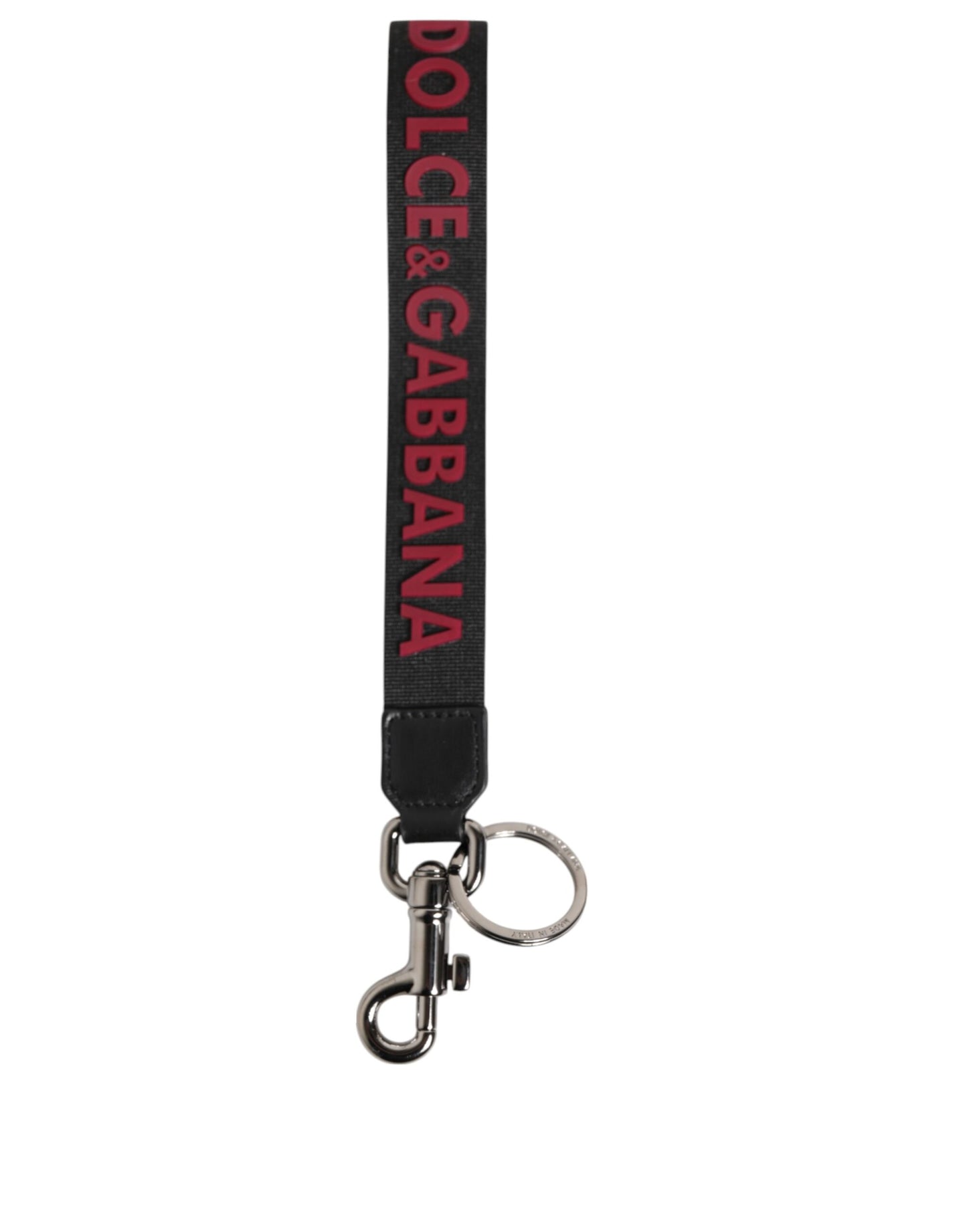 Dolce & Gabbana Schwarz Rot DG Logo Polyester Silber Männer Schlüsselanhänger