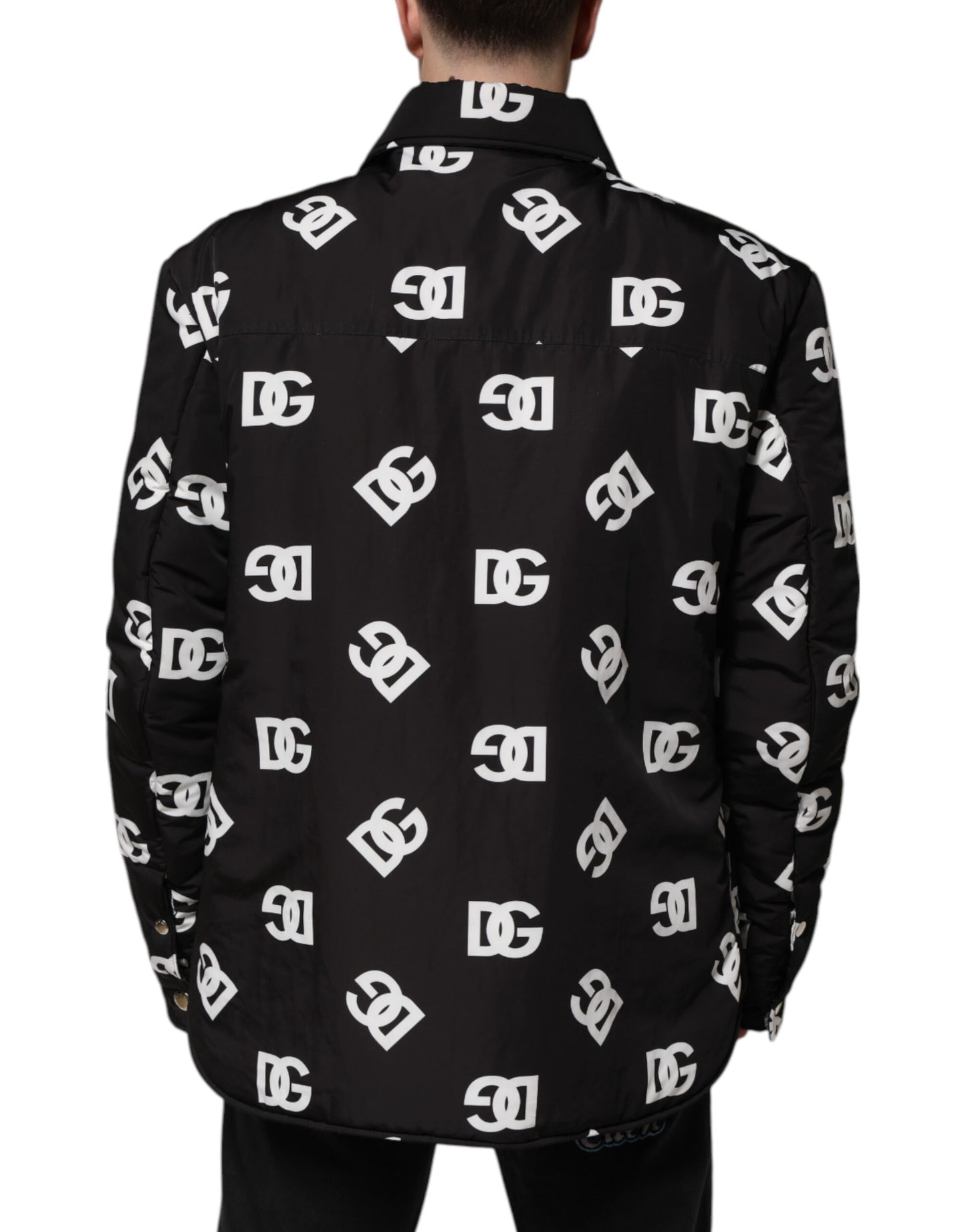 Dolce & Gabbana – Schwarze Windjacke aus Nylon mit DG-Monogramm