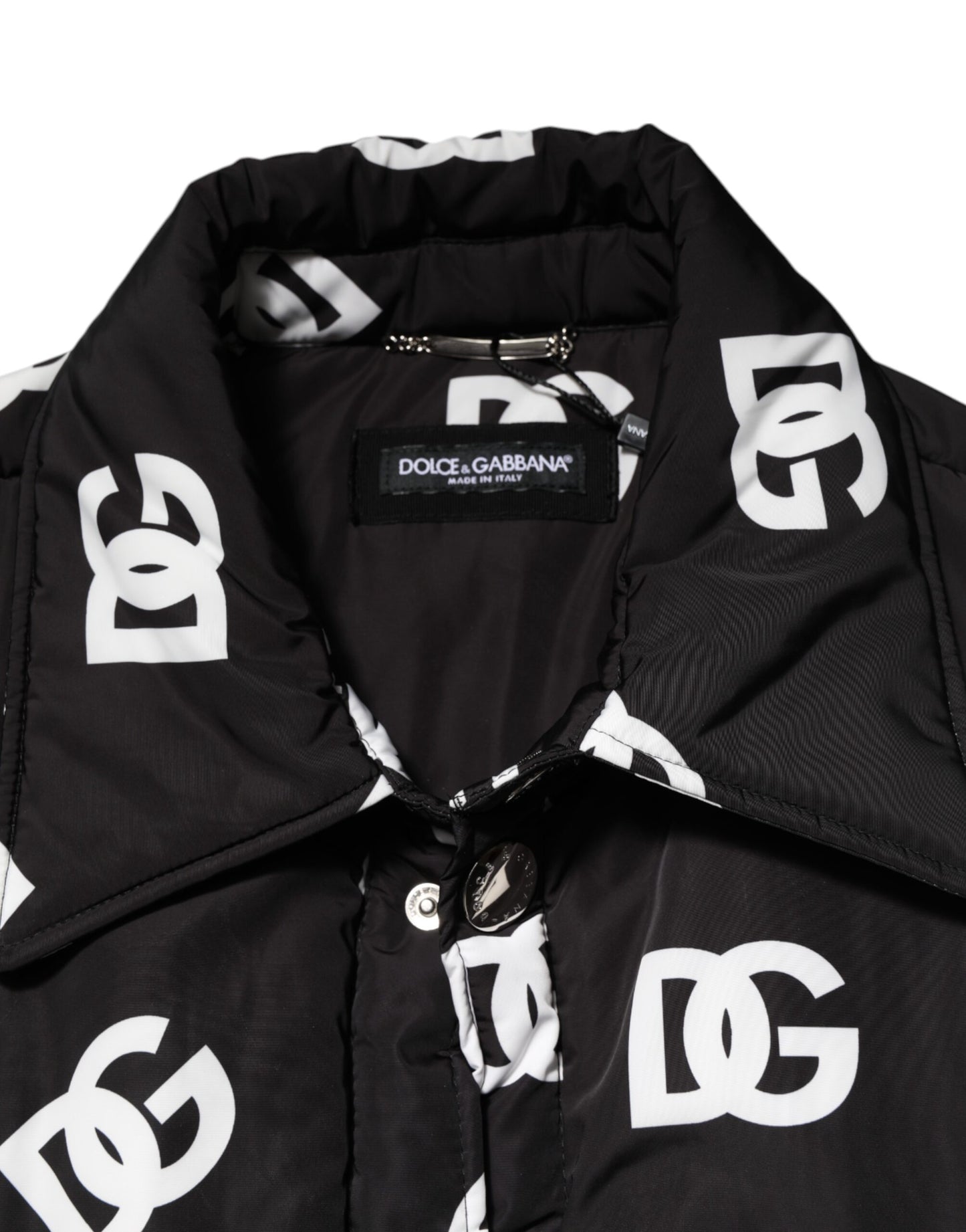 Dolce & Gabbana – Schwarze Windjacke aus Nylon mit DG-Monogramm