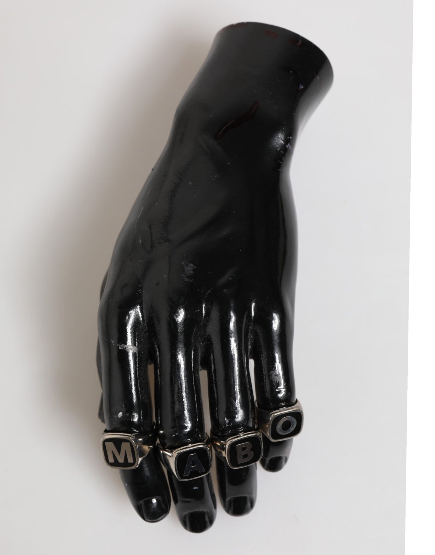 Dolce & Gabbana – Silberfarbenes Messing-Schriftzug-Set, 5-teilig, verstellbarer Ring