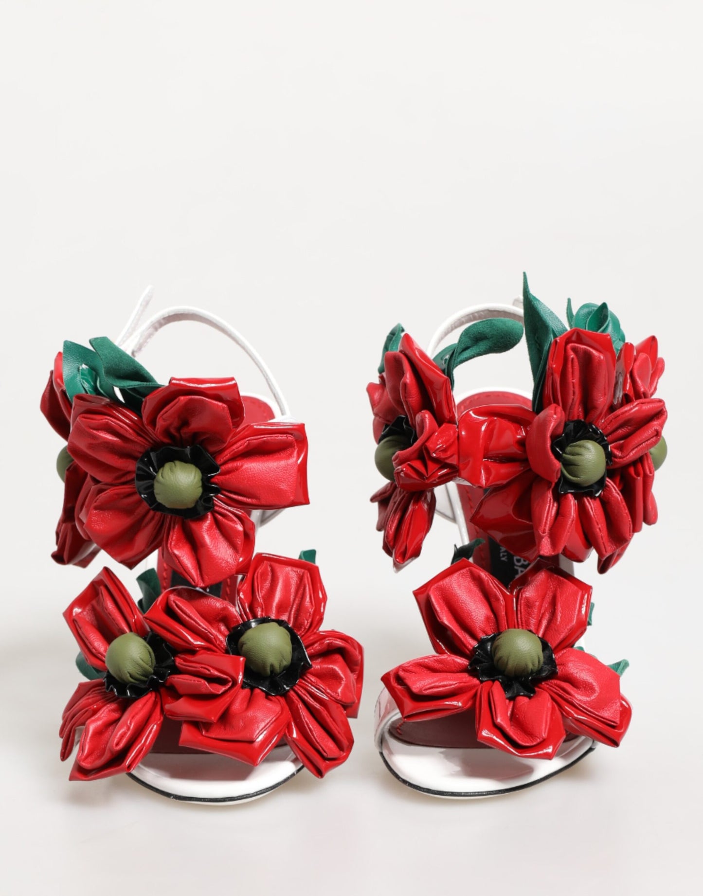 Dolce & Gabbana Weiß Rot Blumen Detailing Sandalen Schuhe