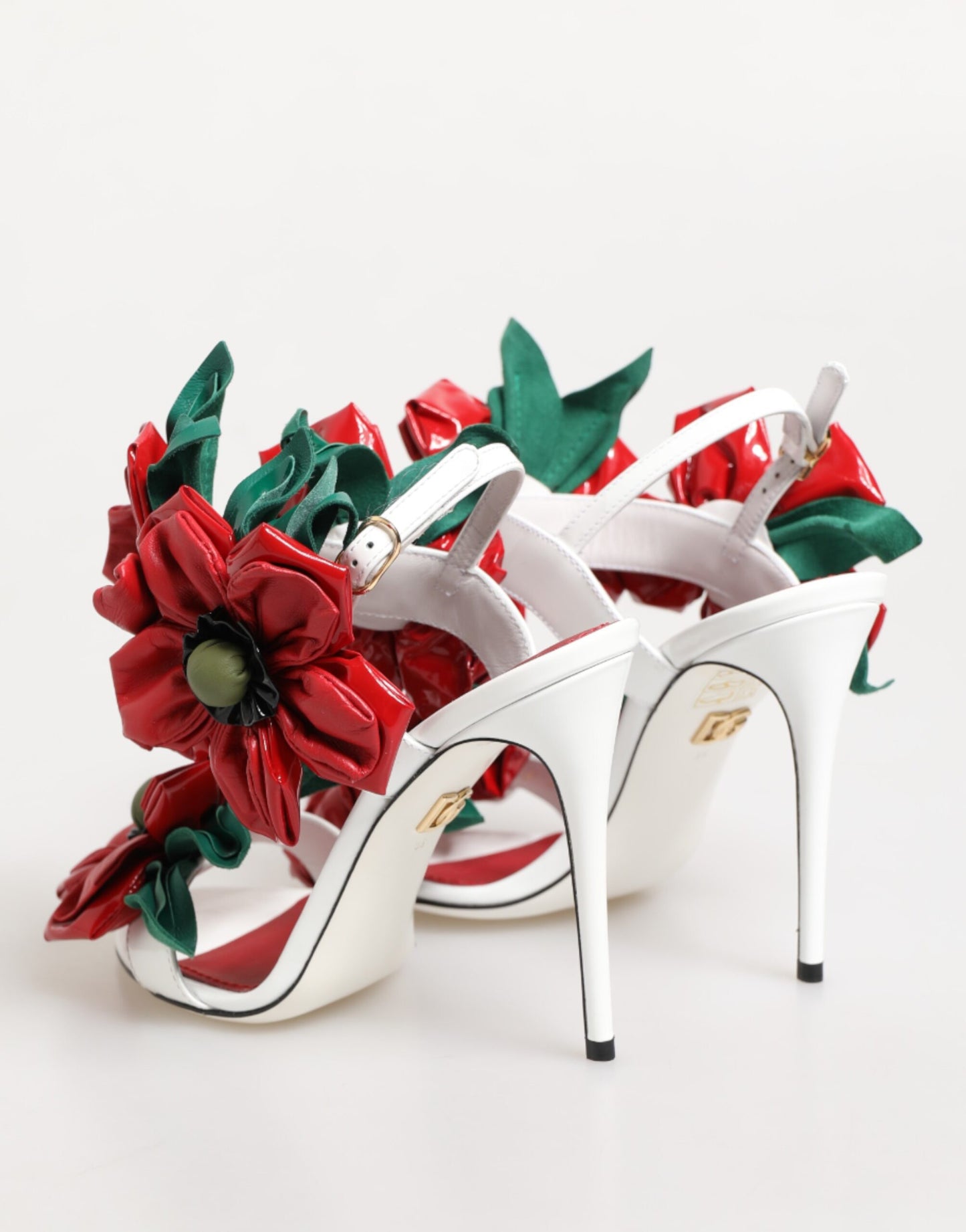 Dolce & Gabbana Weiß Rot Blumen Detailing Sandalen Schuhe