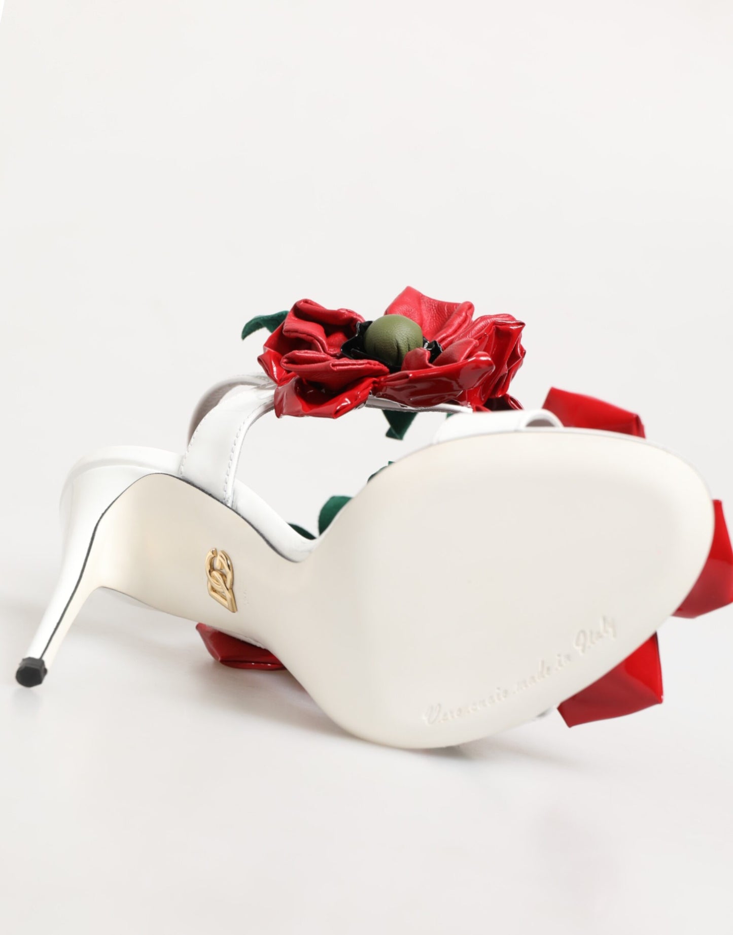 Dolce & Gabbana Weiß Rot Blumen Detailing Sandalen Schuhe