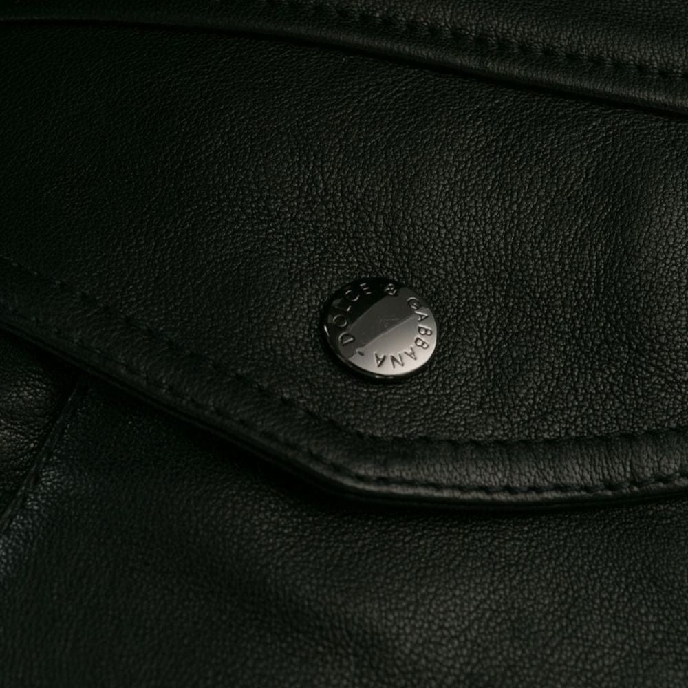 Dolce & Gabbana Schwarze Lammfelljacke