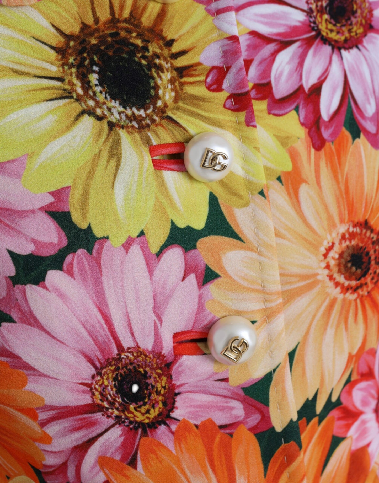 Dolce & Gabbana Mehrfarbige Jacke mit Gänseblümchen-Print und Fantasie-Blumenmuster
