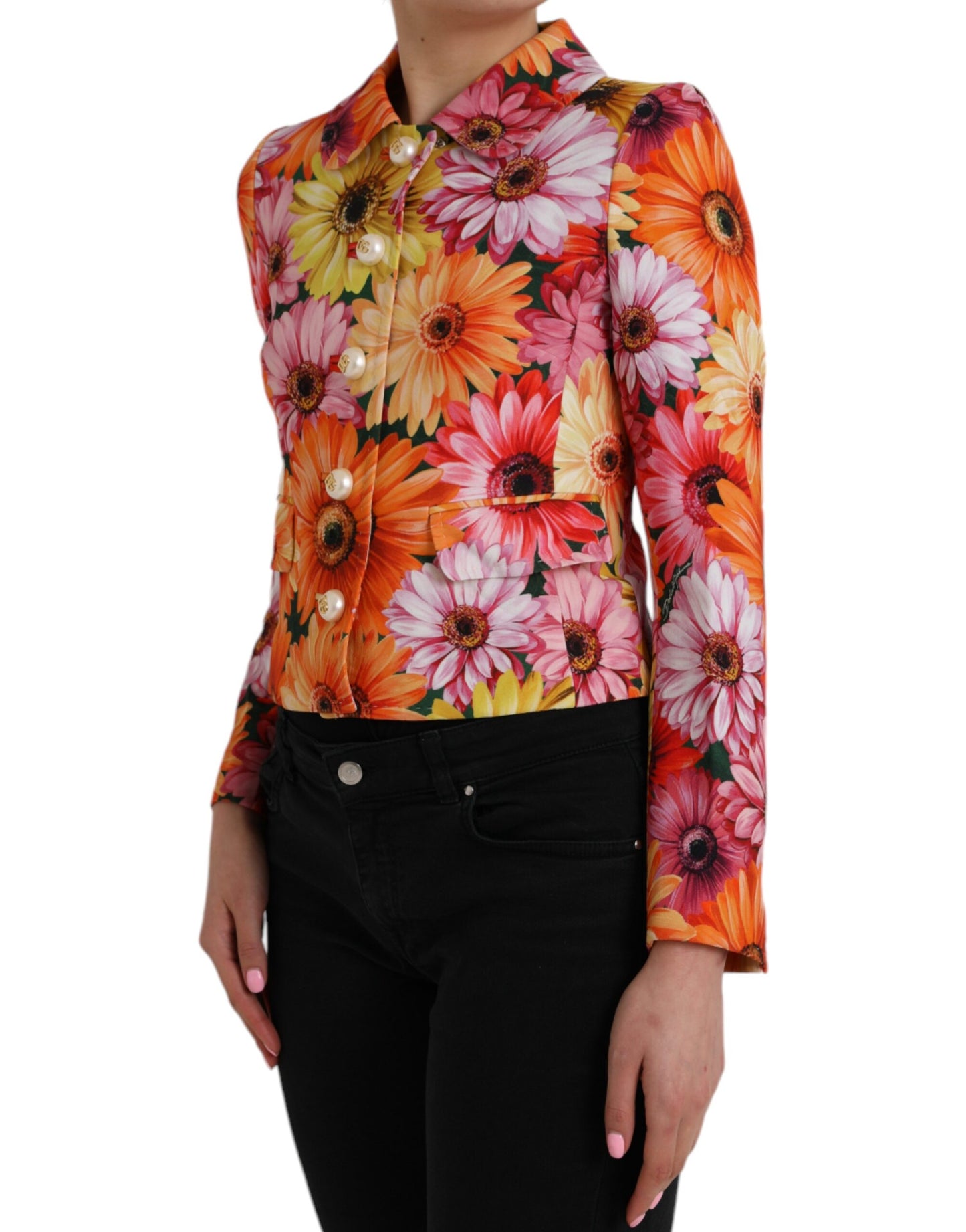 Dolce & Gabbana Mehrfarbige Jacke mit Gänseblümchen-Print und Fantasie-Blumenmuster
