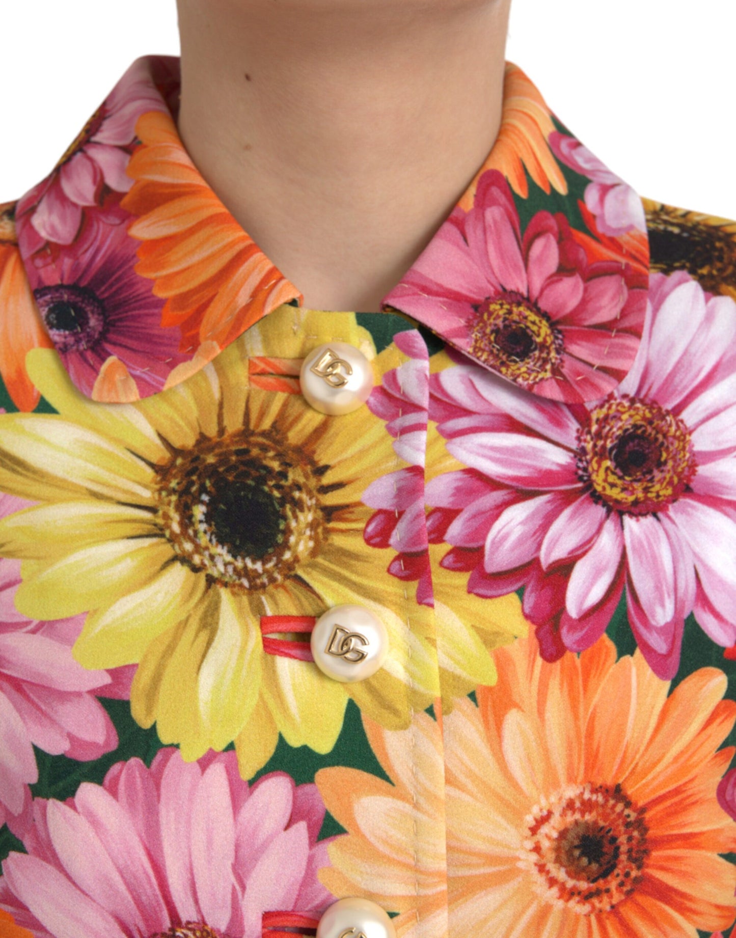 Dolce & Gabbana Mehrfarbige Jacke mit Gänseblümchen-Print und Fantasie-Blumenmuster