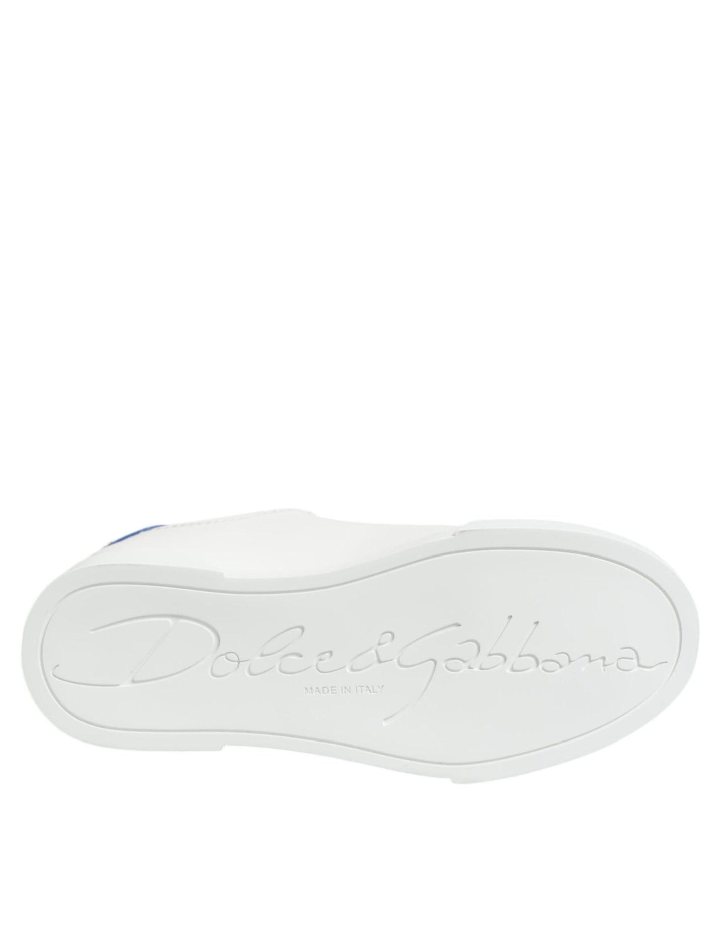 Dolce & Gabbana Weiß Blau Leder Low Top Sneakers Schuhe