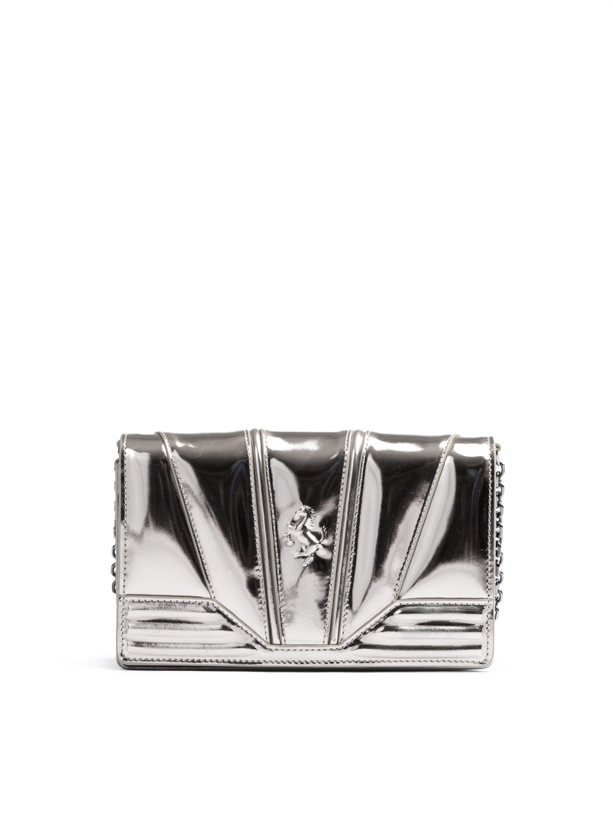 Ferrari Metal Silver GT Lackledertasche mit Kette
