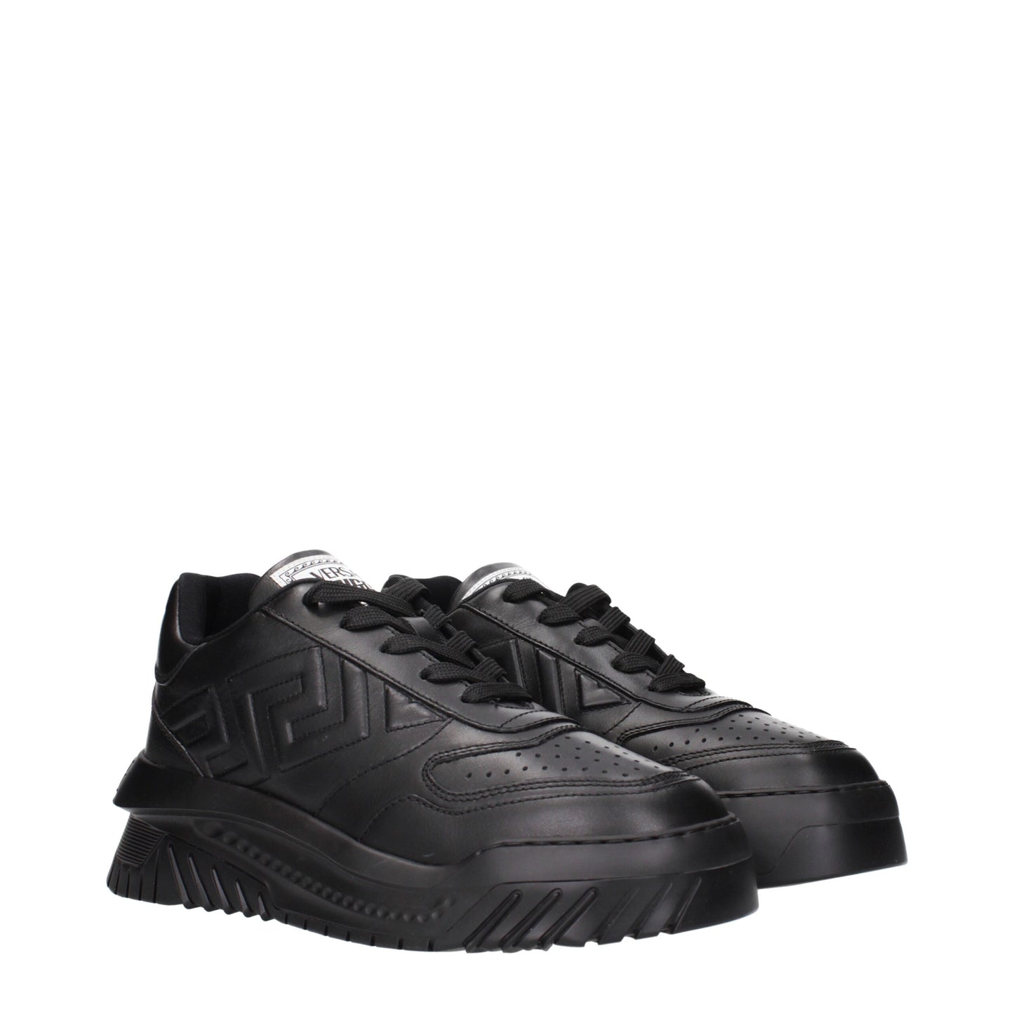 Versace – Schwarze, klobige Leder-Sneaker