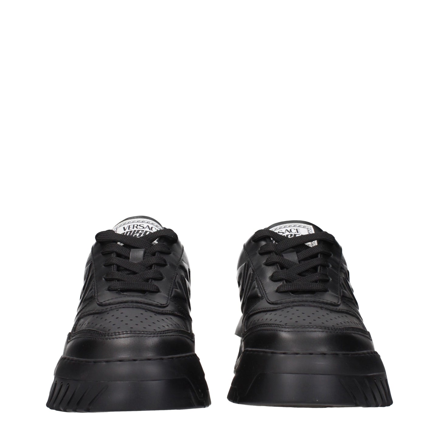 Versace – Schwarze, klobige Leder-Sneaker
