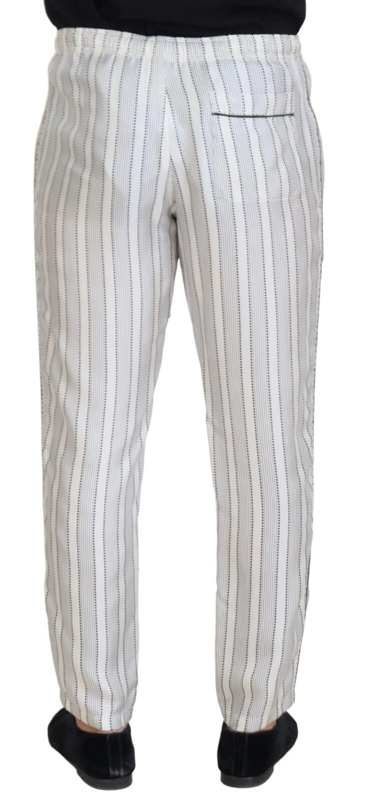 Dolce & Gabbana – Loungehose aus Seide mit weißen Streifen
