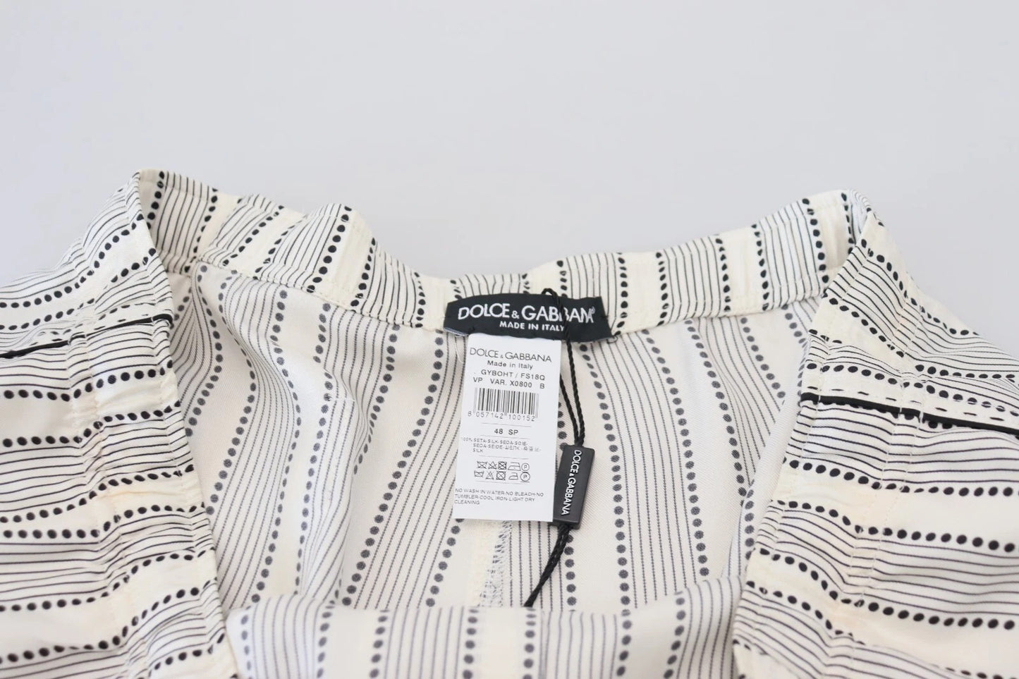 Dolce & Gabbana – Loungehose aus Seide mit weißen Streifen