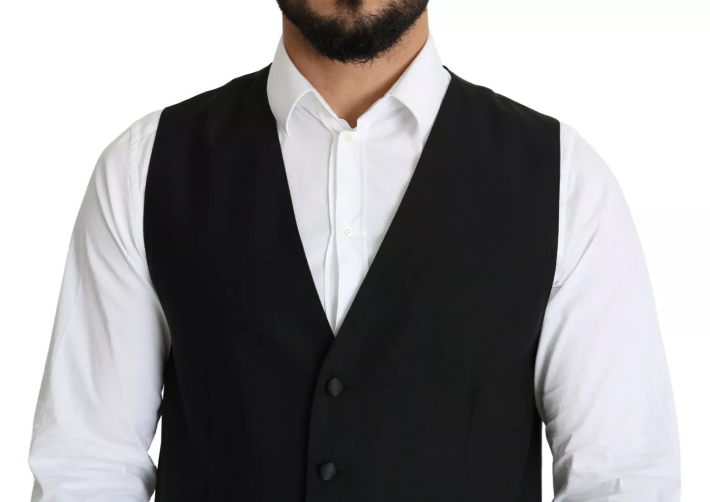 Dolce & Gabbana Schwarze Herren-Weste aus Wolle