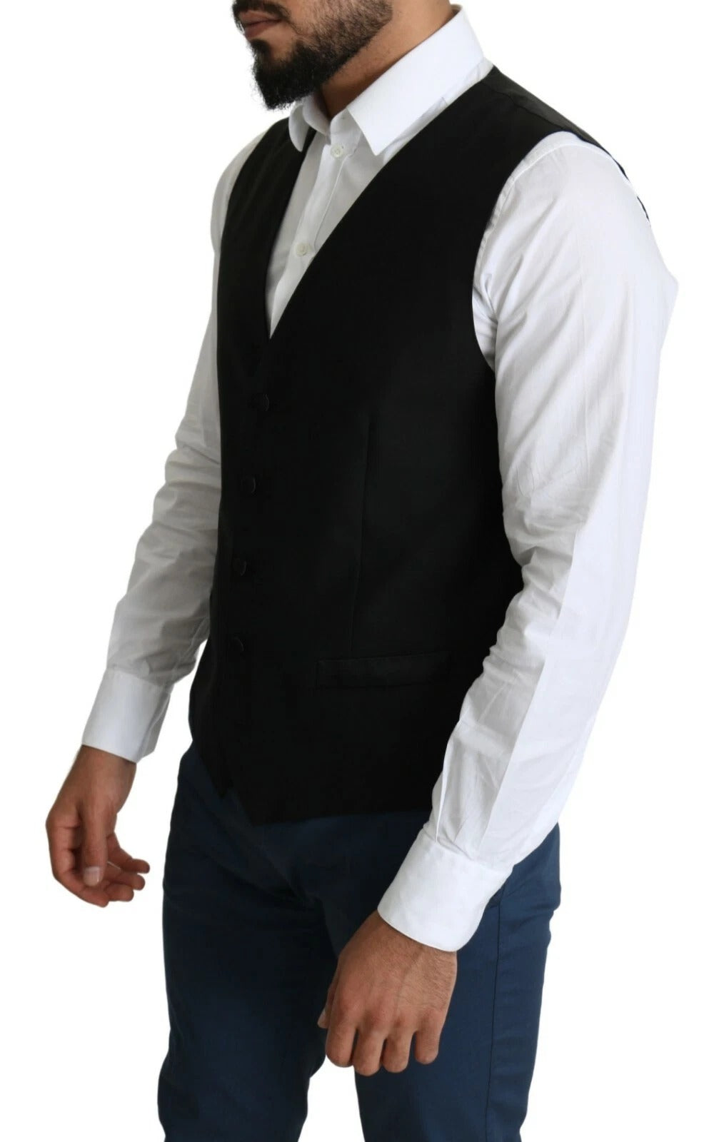 Dolce & Gabbana Schwarze Herren-Weste aus Wolle