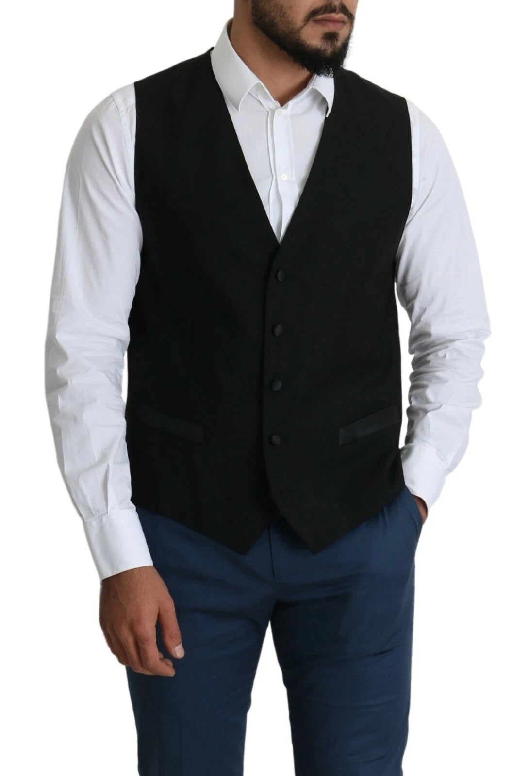 Dolce & Gabbana Schwarze Herren-Weste aus Wolle