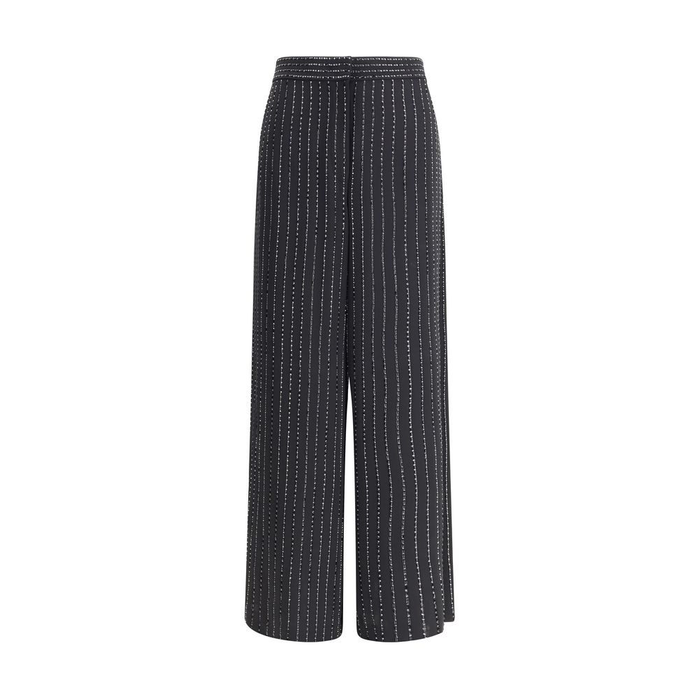 Giorgio Armani Weite Seidenhose mit Strasssteinen