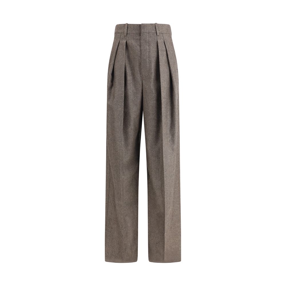 Saint Laurent – Hose mit weitem Bein aus Wolle mit Fischgrätenmuster