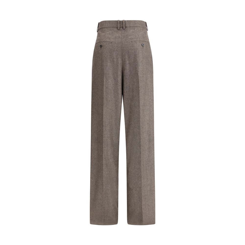 Saint Laurent – Hose mit weitem Bein aus Wolle mit Fischgrätenmuster