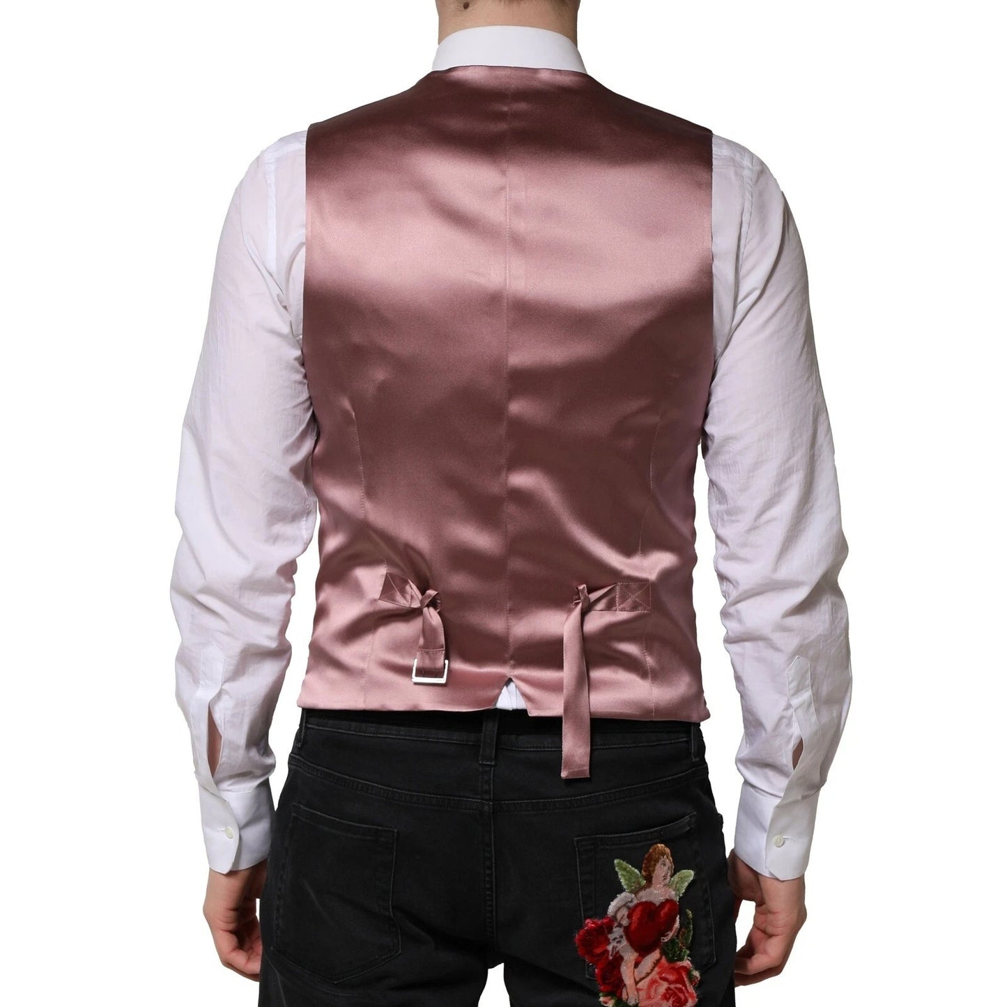 Dolce & Gabbana Rosa Wollkleid Formale Herren Weste