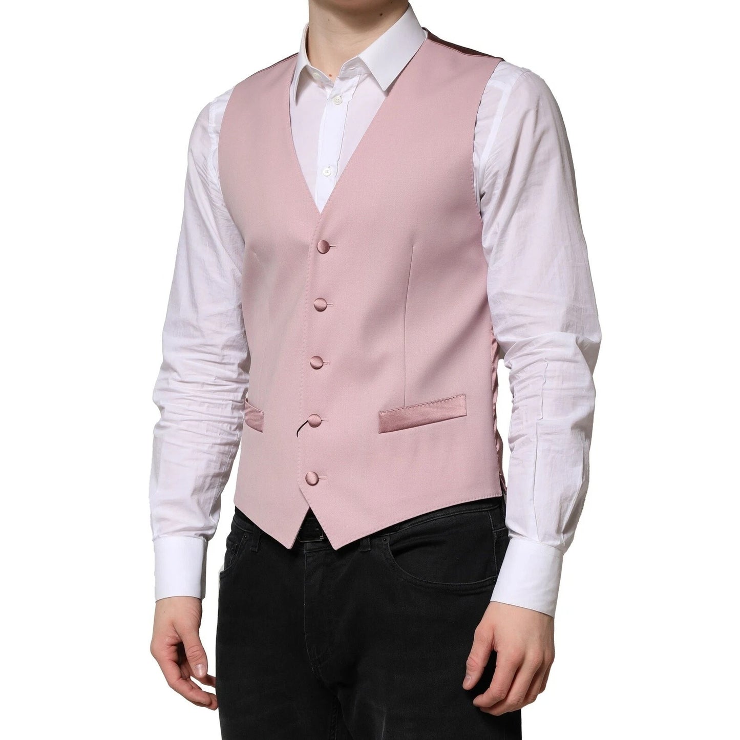 Dolce & Gabbana Rosa Wollkleid Formale Herren Weste