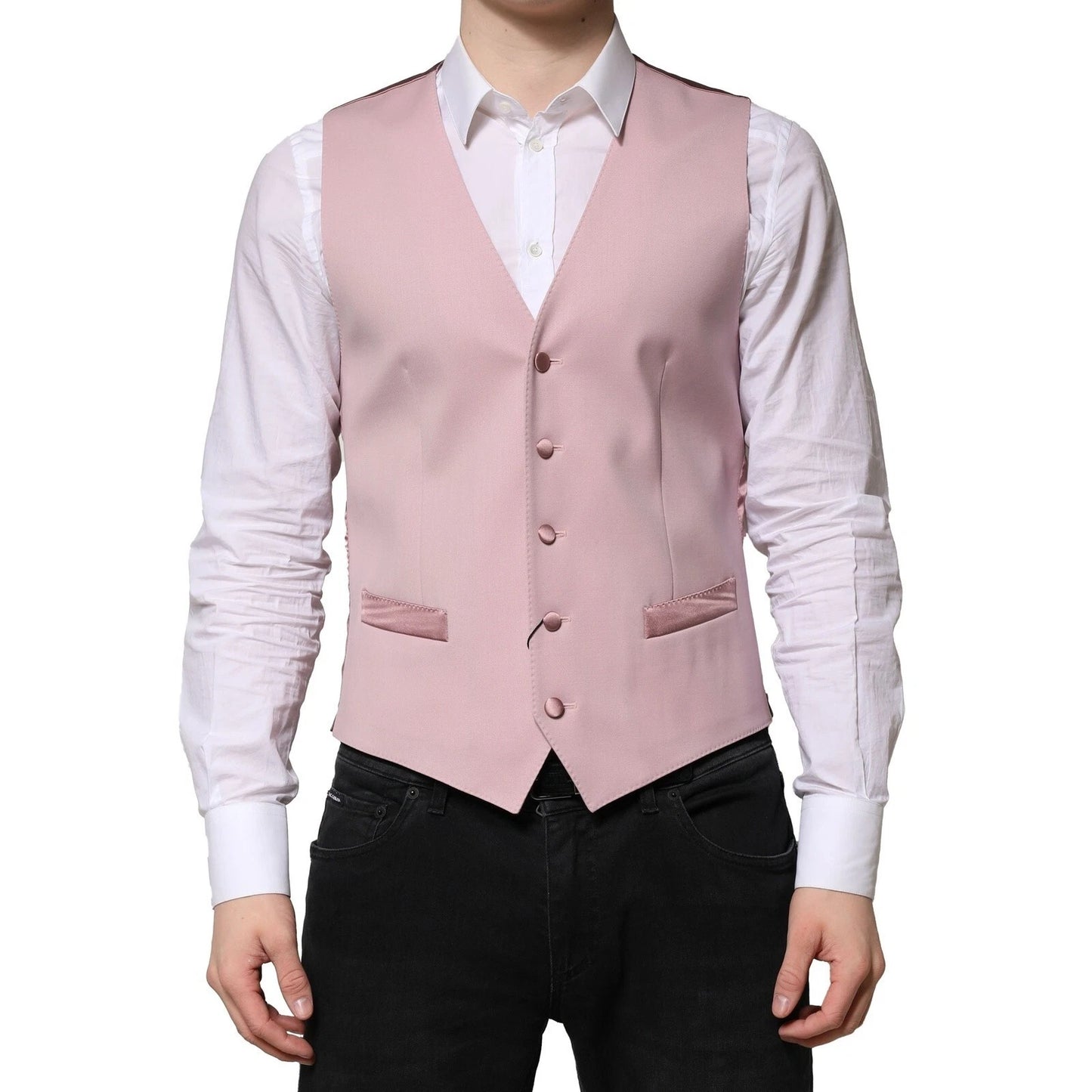 Dolce & Gabbana Rosa Wollkleid Formale Herren Weste