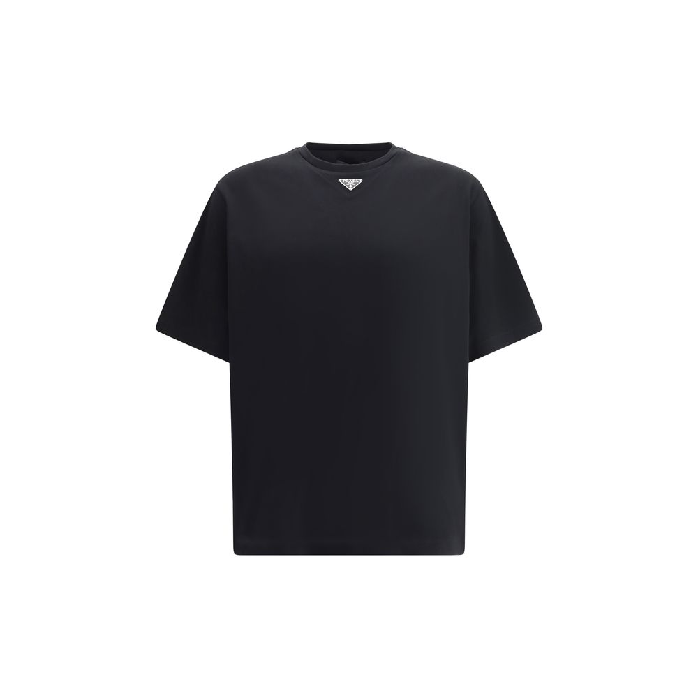 Prada T-Shirt mit dreieckiger Plakette