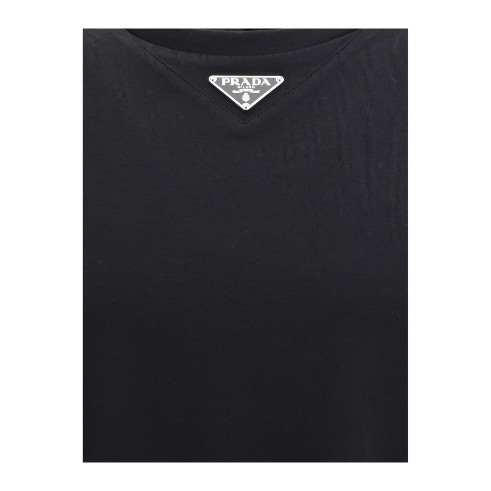Prada T-Shirt mit dreieckiger Plakette