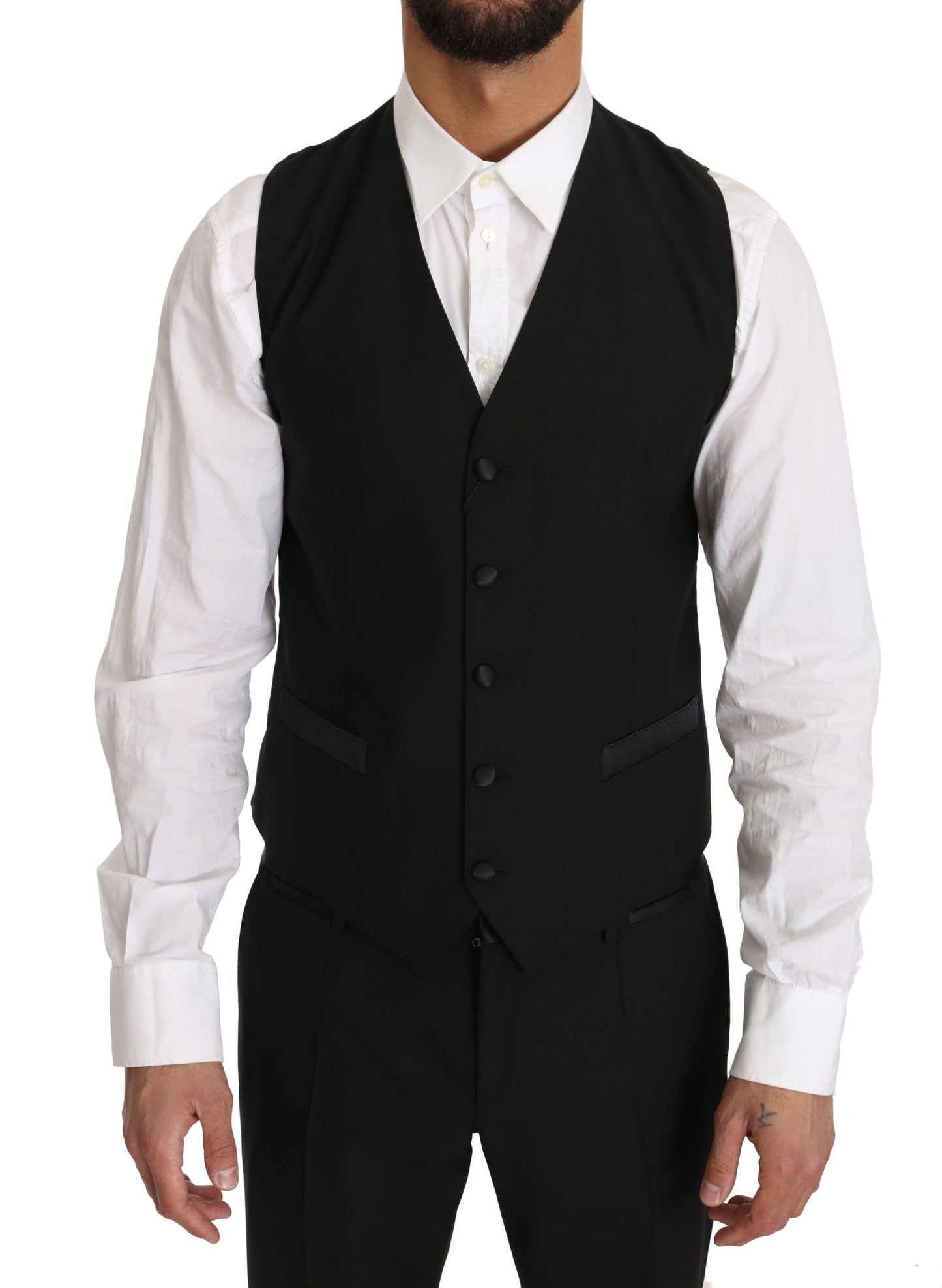 Dolce & Gabbana Schwarze Wollweste Gillet Weste