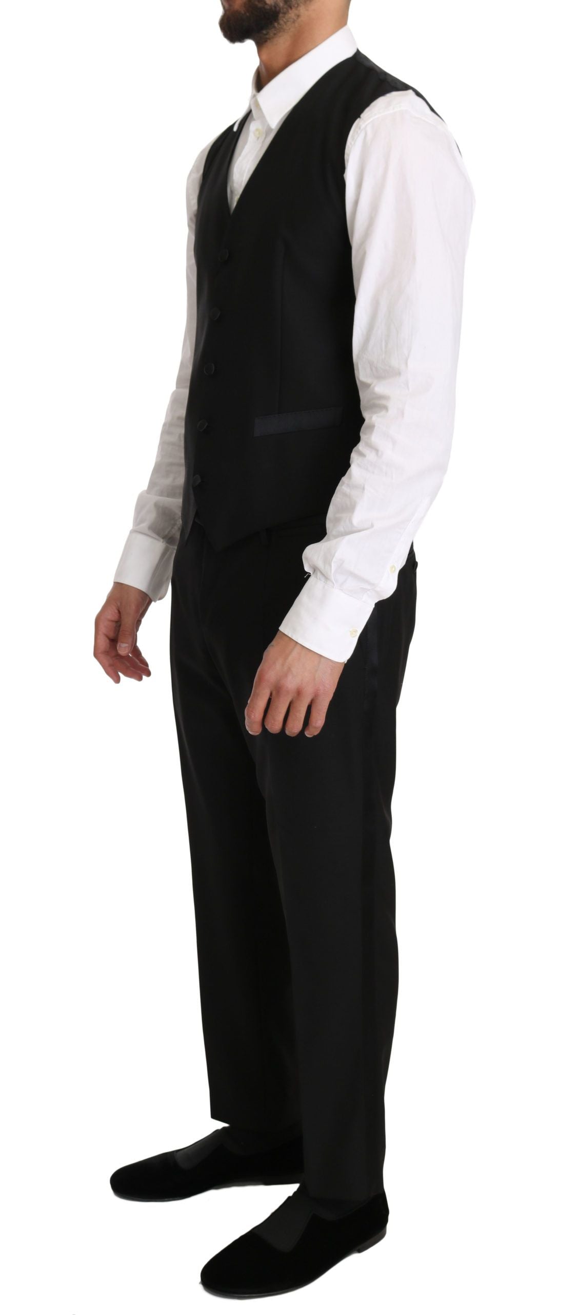 Dolce & Gabbana Schwarze Wollweste Gillet Weste