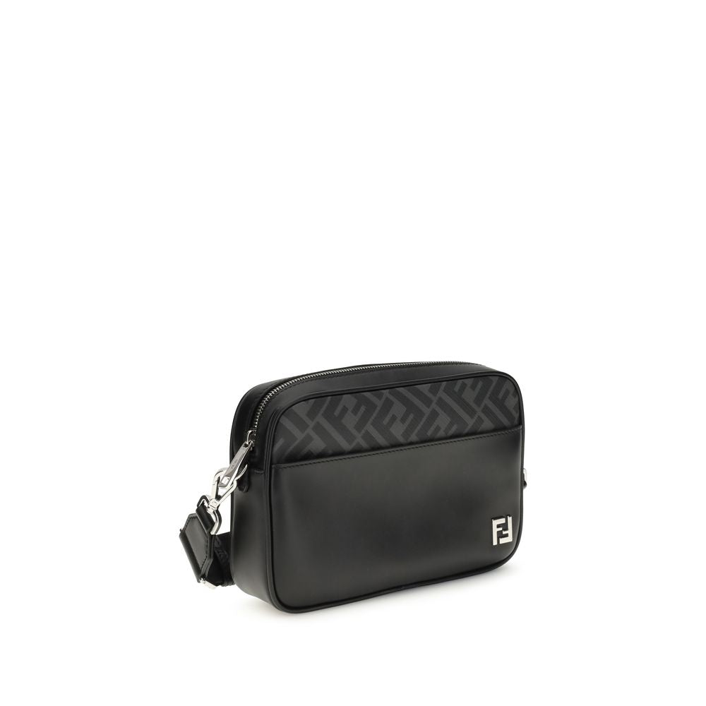 Fendi FF Schultertasche aus Leder und Canvas