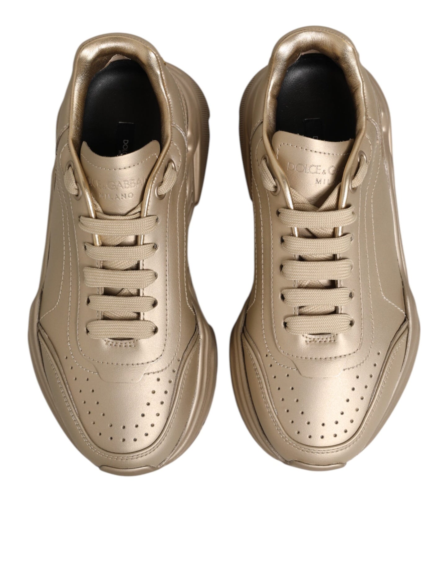 Dolce & Gabbana Daymaster Damen Sneaker aus goldenem Leder