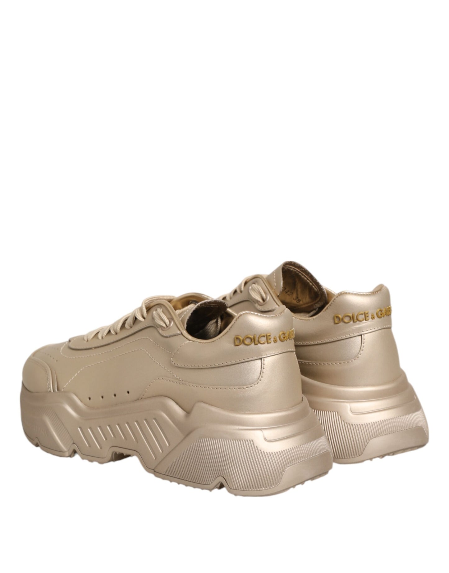Dolce & Gabbana Daymaster Damen Sneaker aus goldenem Leder