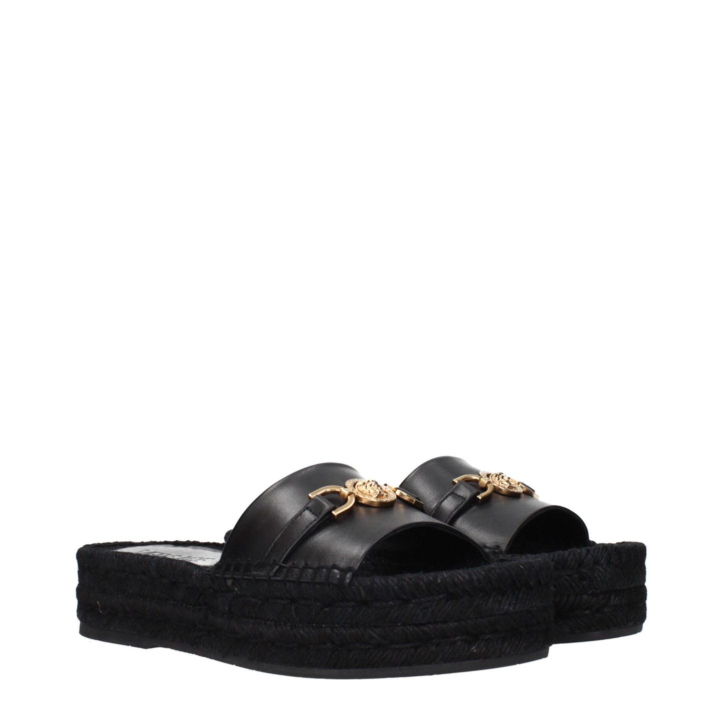 Versace – Schwarze Leder-Slipper-Sandalen