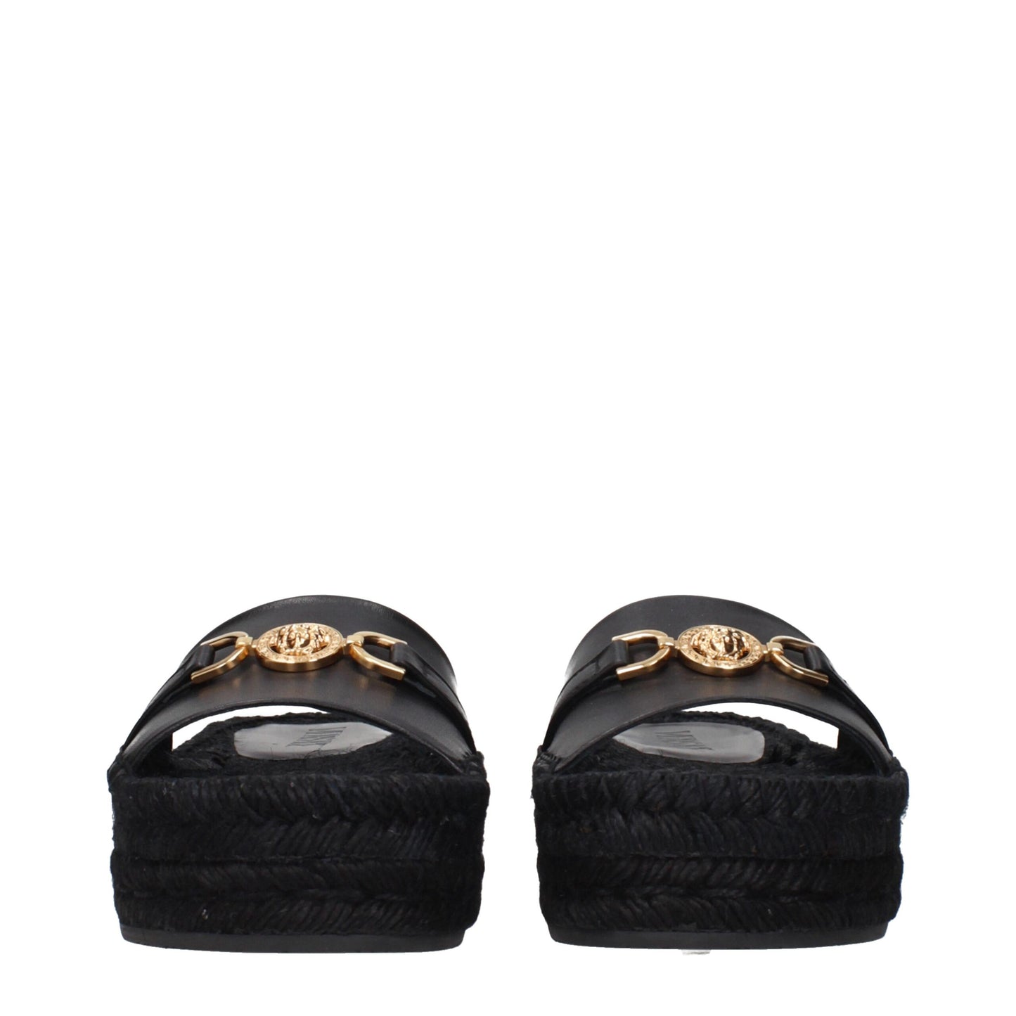 Versace – Schwarze Leder-Slipper-Sandalen