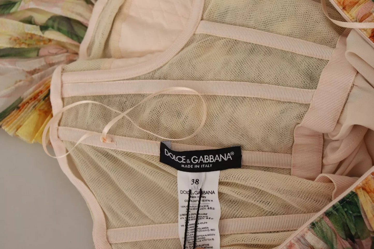 Dolce & Gabbana – Gelbes, plissiertes Maxikleid mit Blumendruck