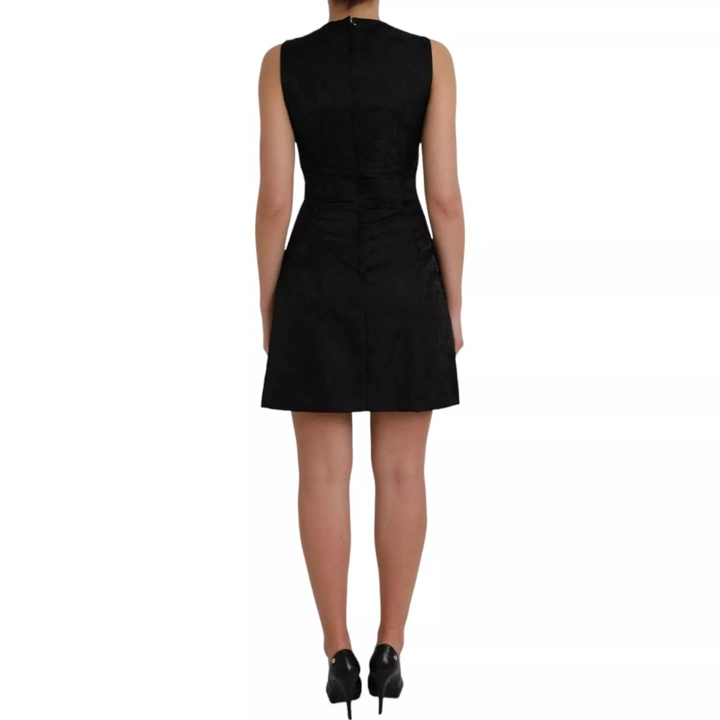 Dolce & Gabbana – Schwarzes, ärmelloses, figurbetontes Minikleid in A-Linie