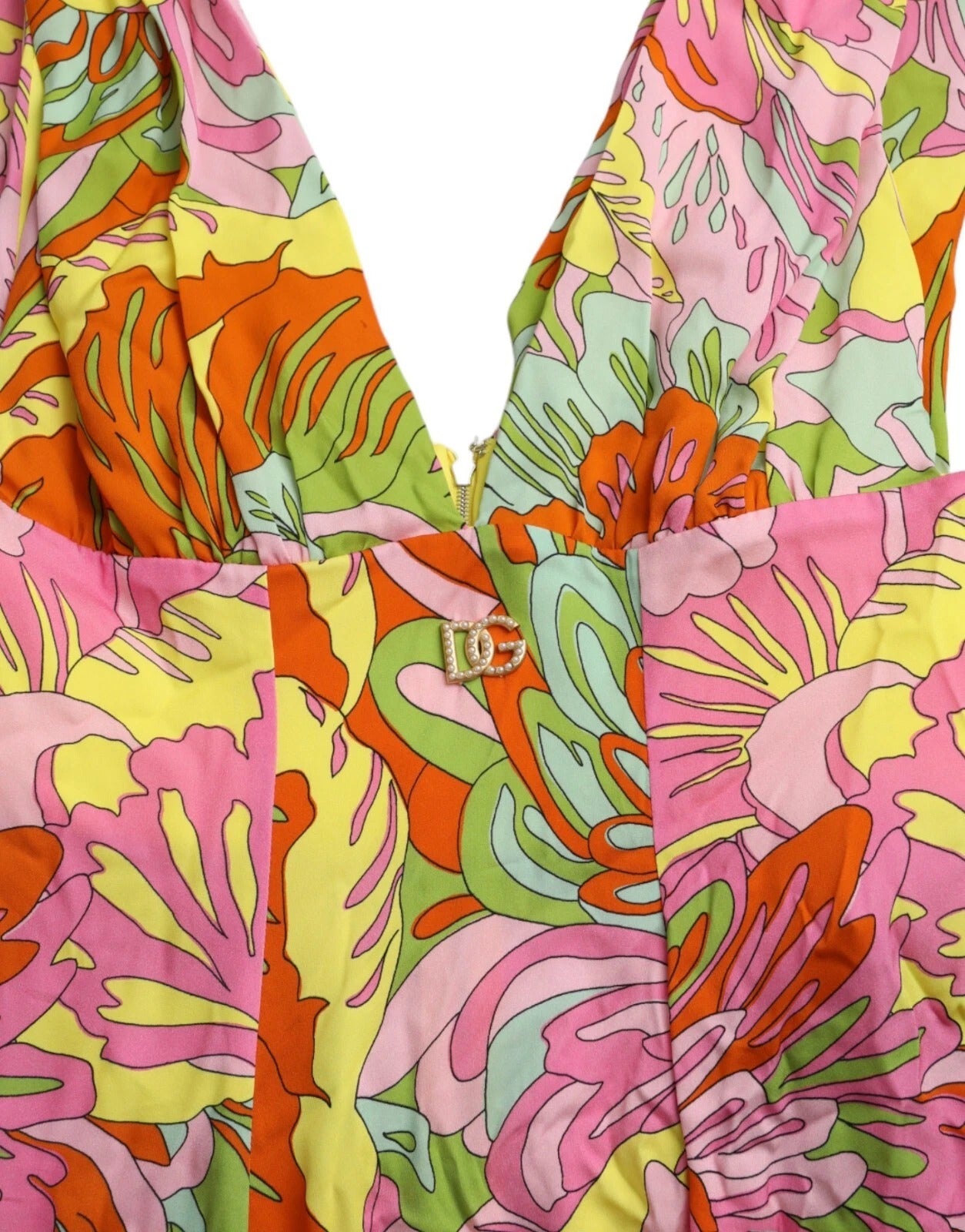 Dolce & Gabbana – Ausgestelltes Minikleid aus Seide mit mehrfarbigem Blumenmuster