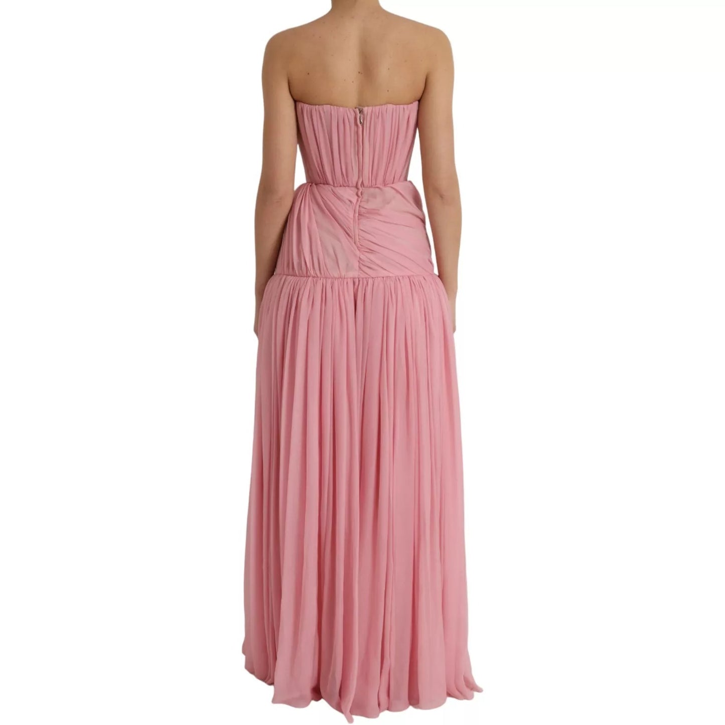 Dolce & Gabbana – Trägerloses Maxikleid aus Seide in A-Linie in Rosa