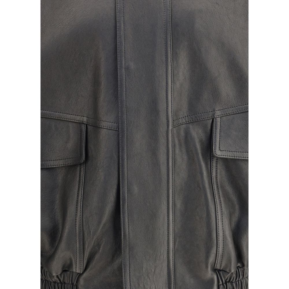 Saint Laurent Ballon-Lederjacke