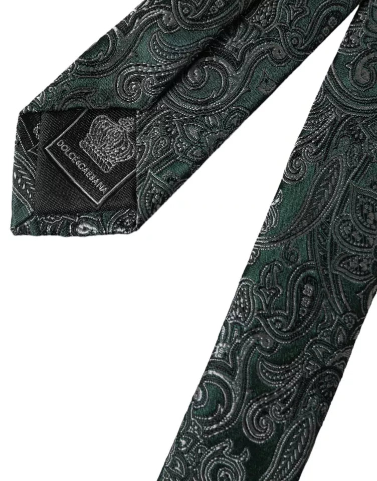 Dolce & Gabbana – Verstellbare Herrenkrawatte aus 100 % Seide mit grünem Blumenmuster