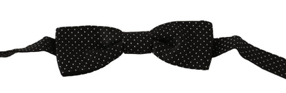 Dolce &amp; Gabbana – Schwarze Fliege aus Seide mit Punkten und verstellbarem Halsausschnitt, Papillon für Herren