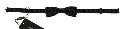 Dolce &amp; Gabbana – Schwarze Fliege aus Seide mit Punkten und verstellbarem Halsausschnitt, Papillon für Herren
